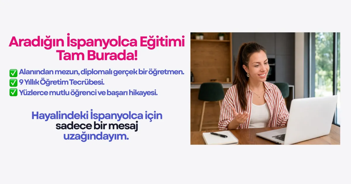 Profe Hazel’in öğretmenlik deneyimi ve öğrenci başarılarını anlattığı İspanyolca eğitim tanıtım görseli